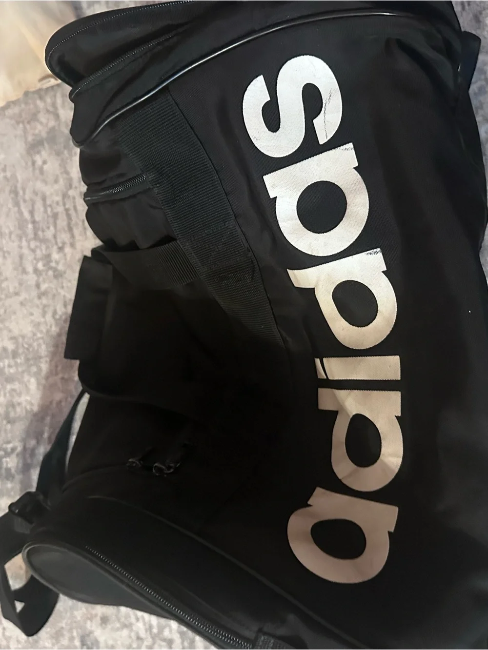 adidas Black Duffel Bag with White Logo